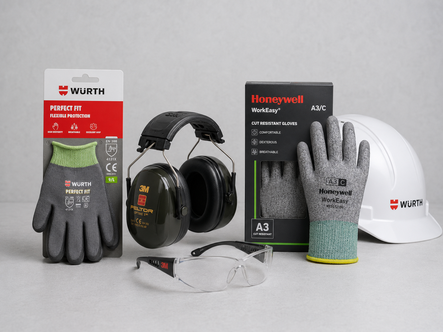 EPI industriel — gants, lunettes et chaussures de sécurité pour opérateurs